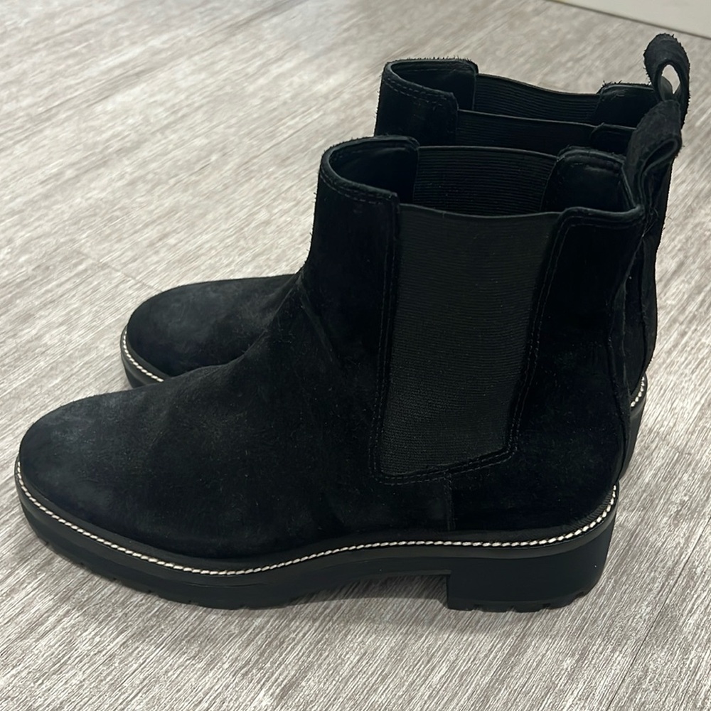 Tory Burch black boots. Worn once. Perfect condition. Size 11m.